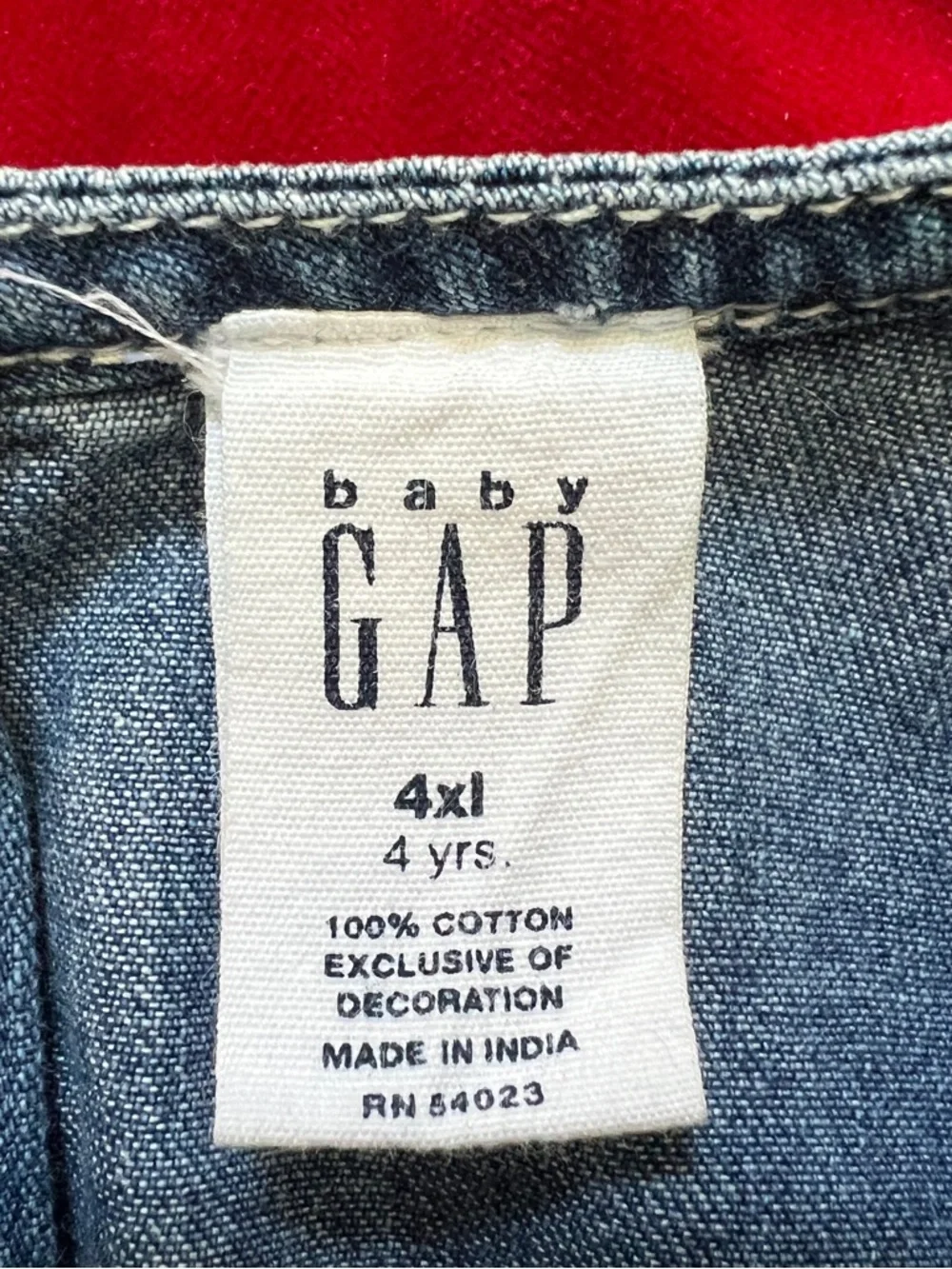 Baby Gap Y2K Denim Jumper Dress Girls 4 Years Embroidered Floral Velvet Hem
